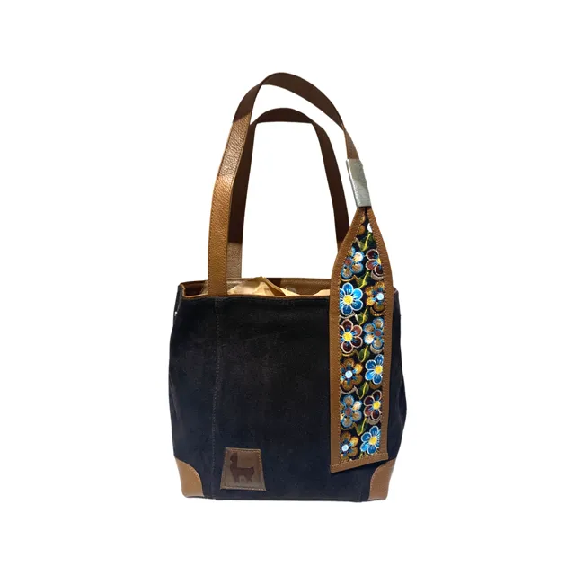 100% Leather Purse Black-Brown