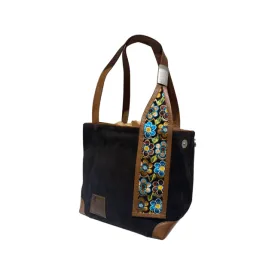 100% Leather Purse Black-Brown