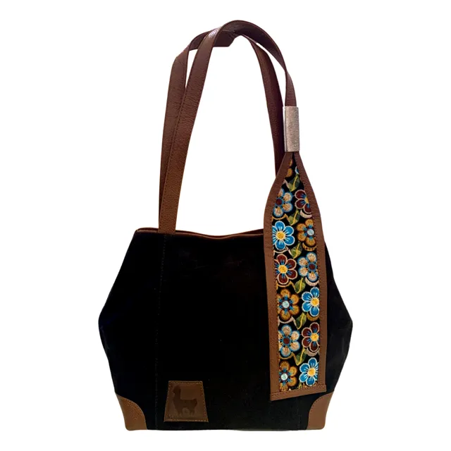 100% Leather Purse Black-Brown