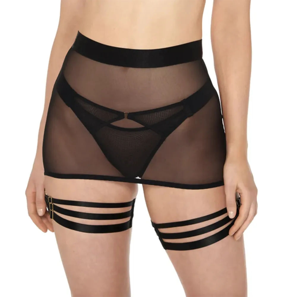 Bordelle The Essentials Multi Strap Garters SEASG03B Black