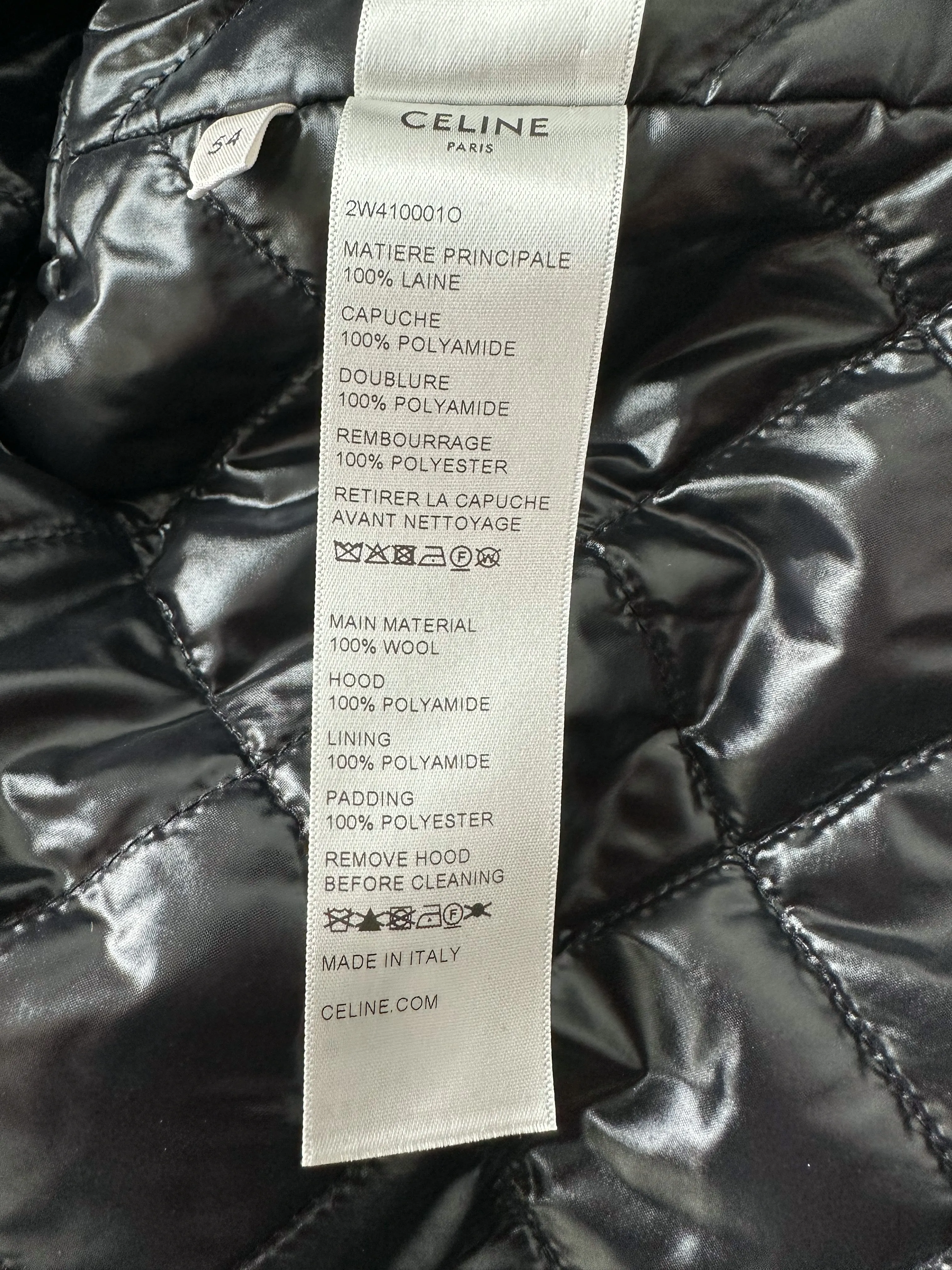 Celine Black & White Hood Logo Wool Jacket