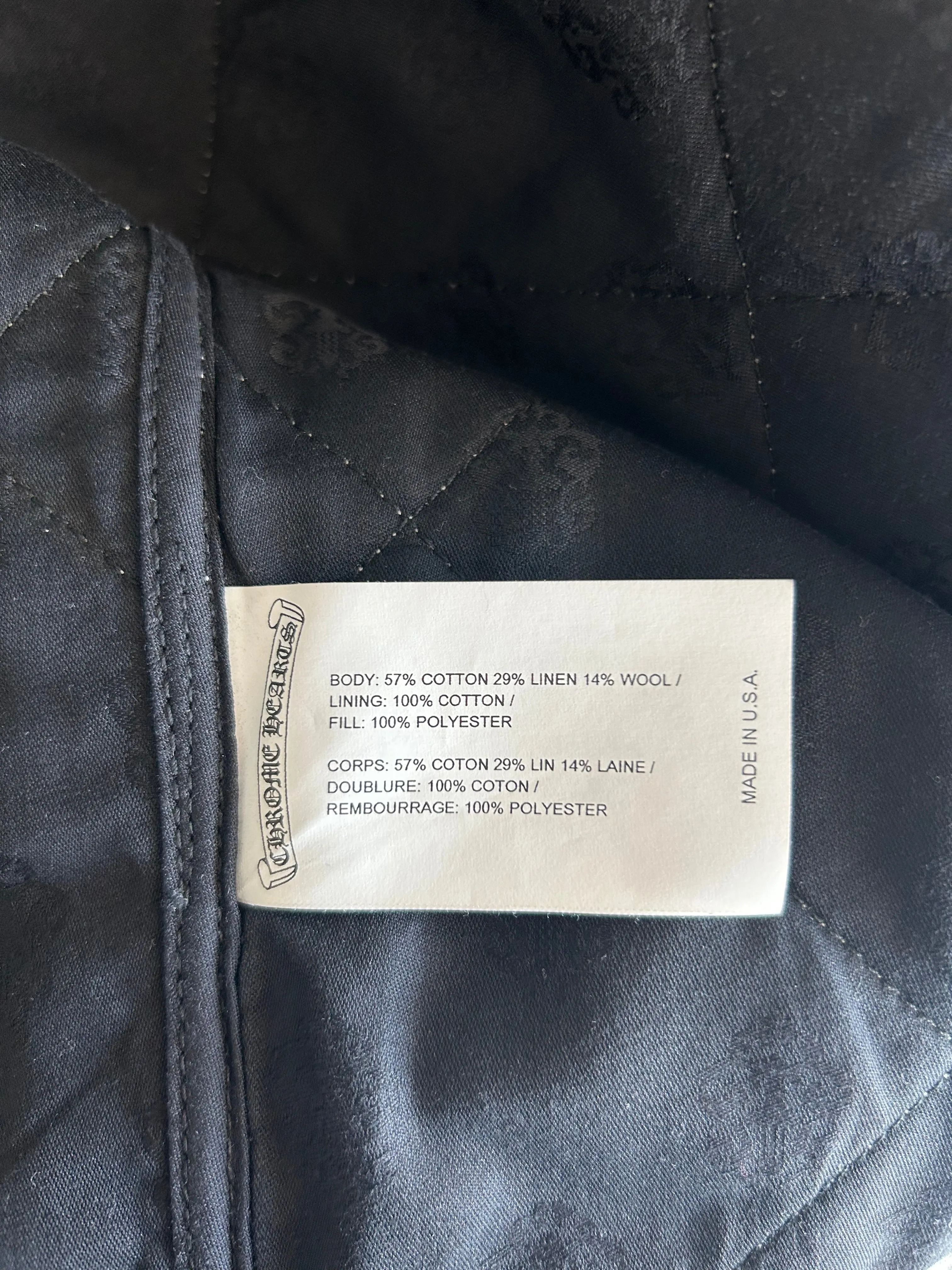 Chrome Hearts Grey Quilted Button Up Jacket