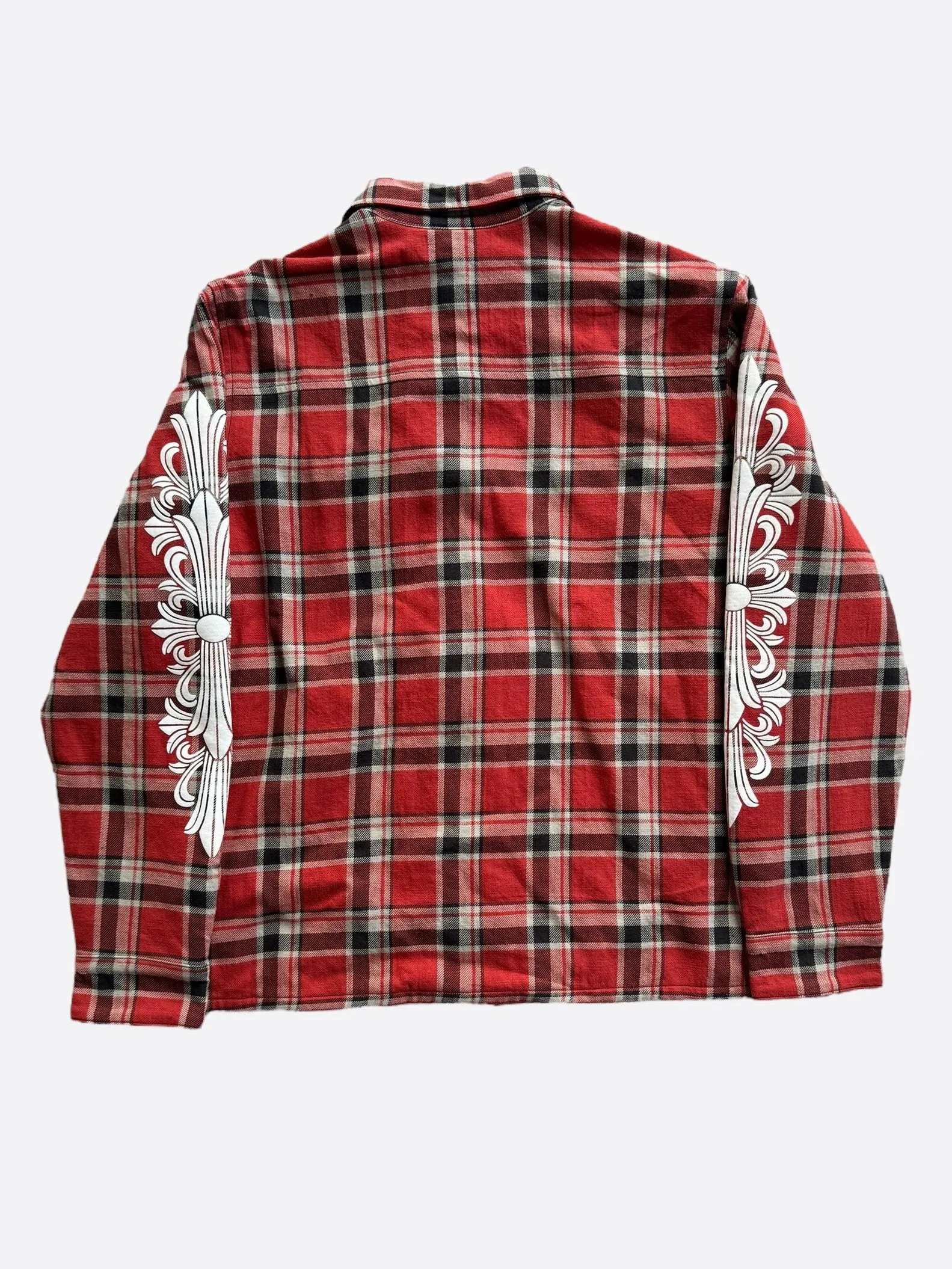 Chrome Hearts Red & White Fleur Padded Flannel