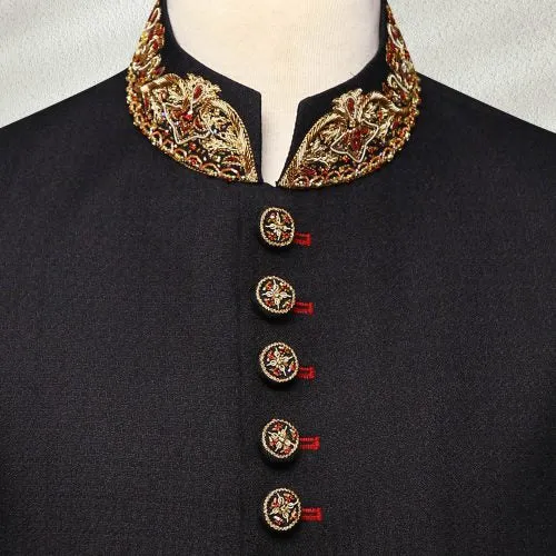 Classic Black Wedding Sherwani