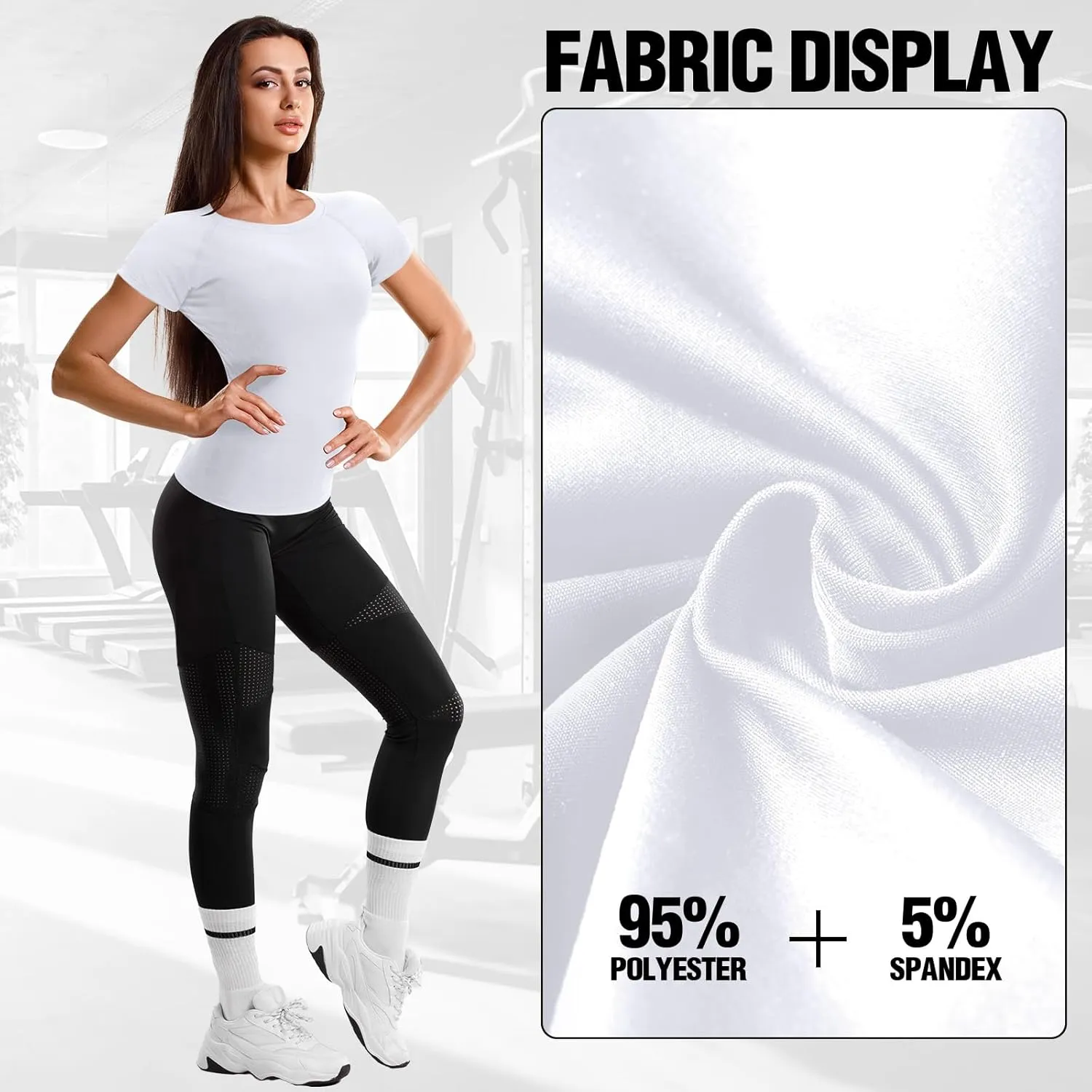Coume 4 Pack Women's Compression Shirts Short Sleeve Workout Tops Running Athletic Yoga T-Shirt for Gym Sports Gear Dry Fit