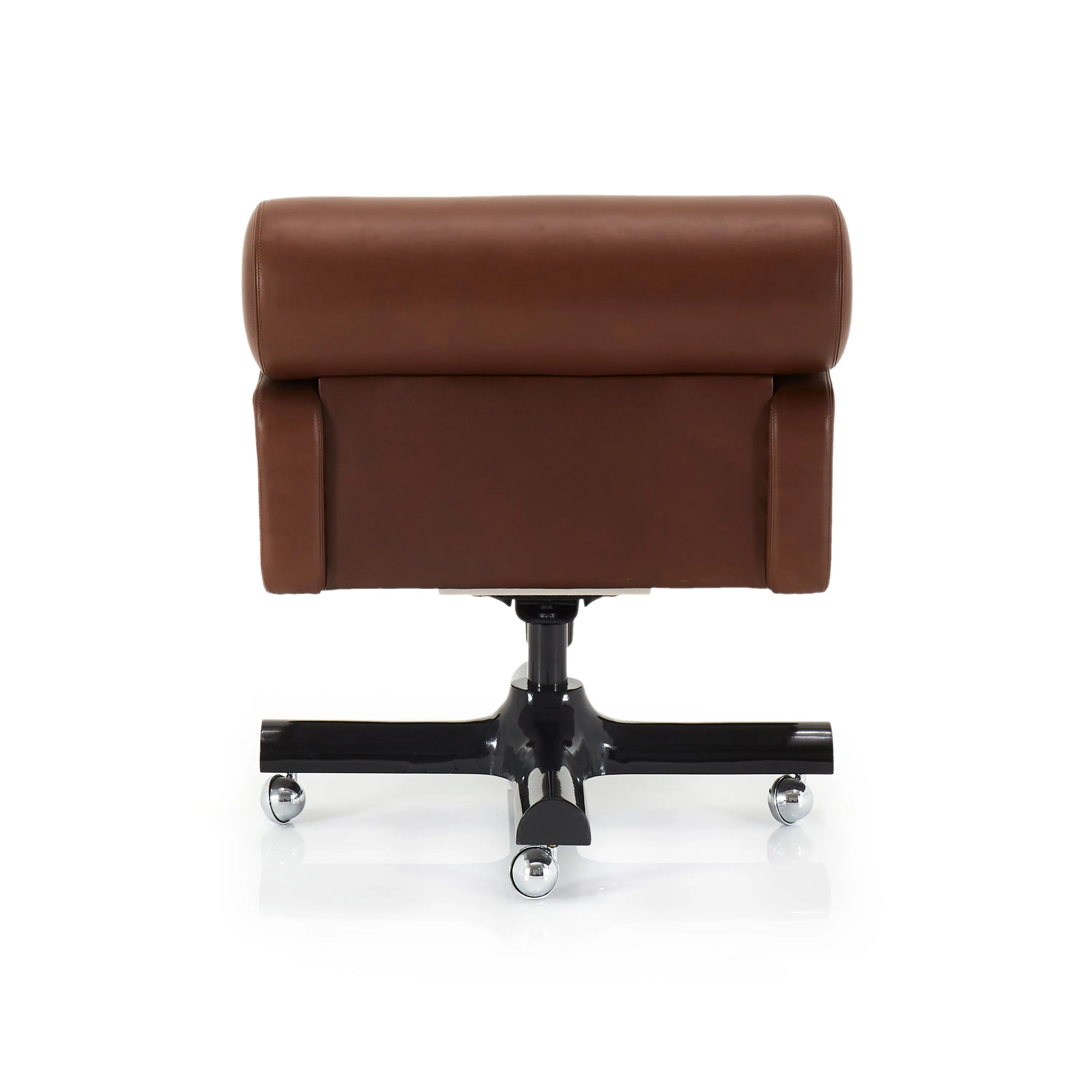 Dark Brown Leather Rolling Chair