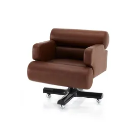 Dark Brown Leather Rolling Chair