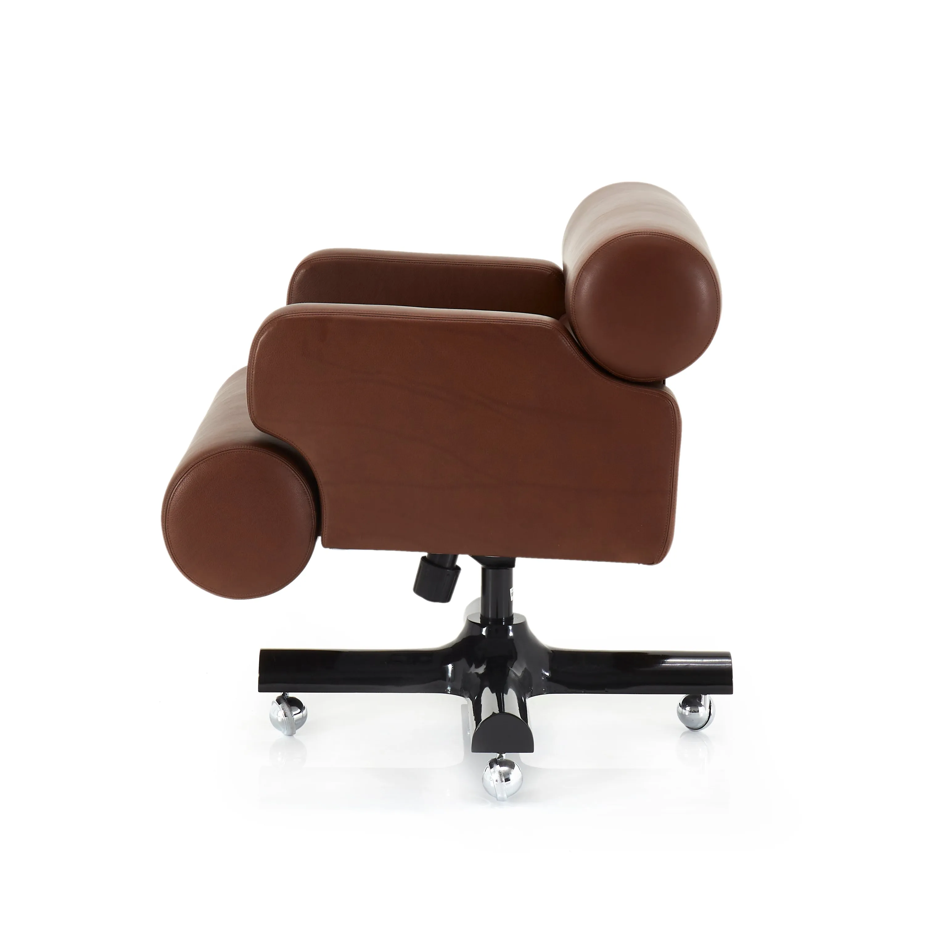 Dark Brown Leather Rolling Chair