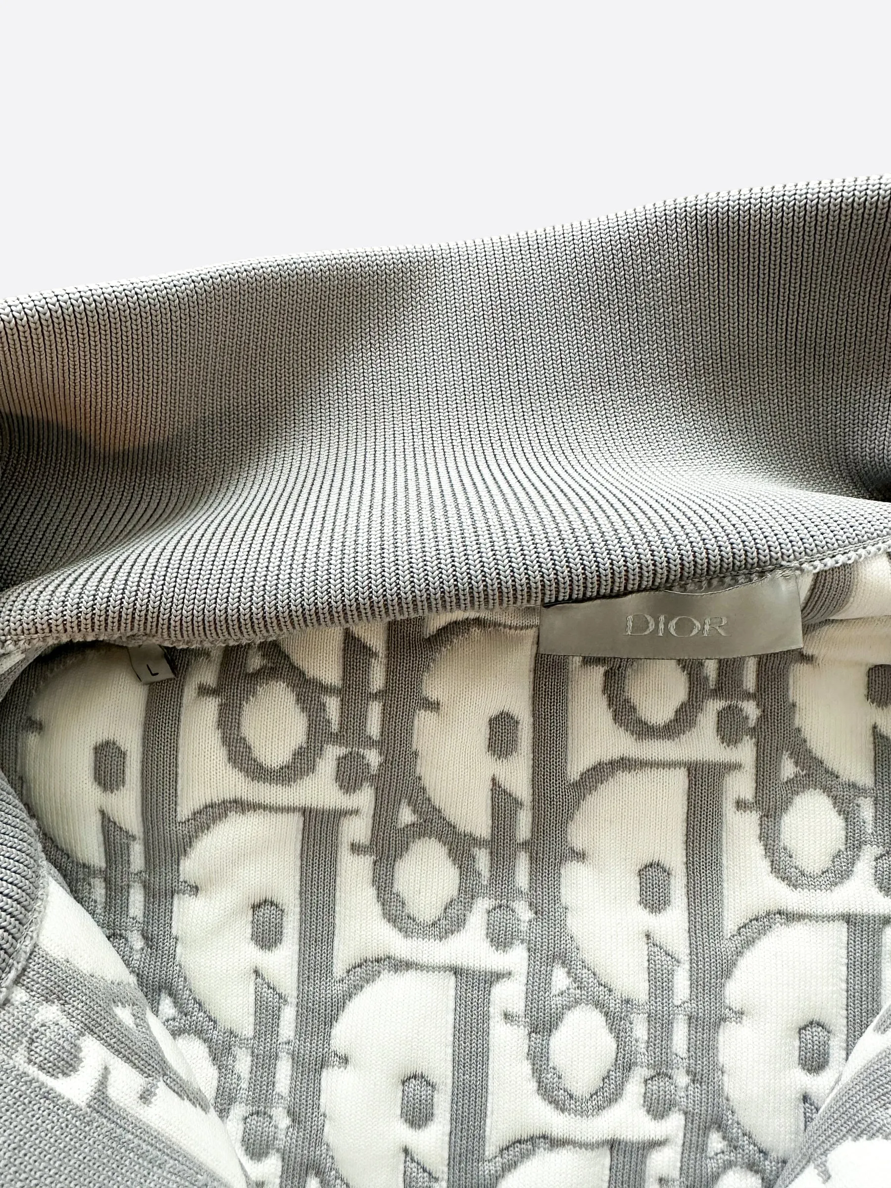 Dior Grey & White Oblique Zip Up Jacket