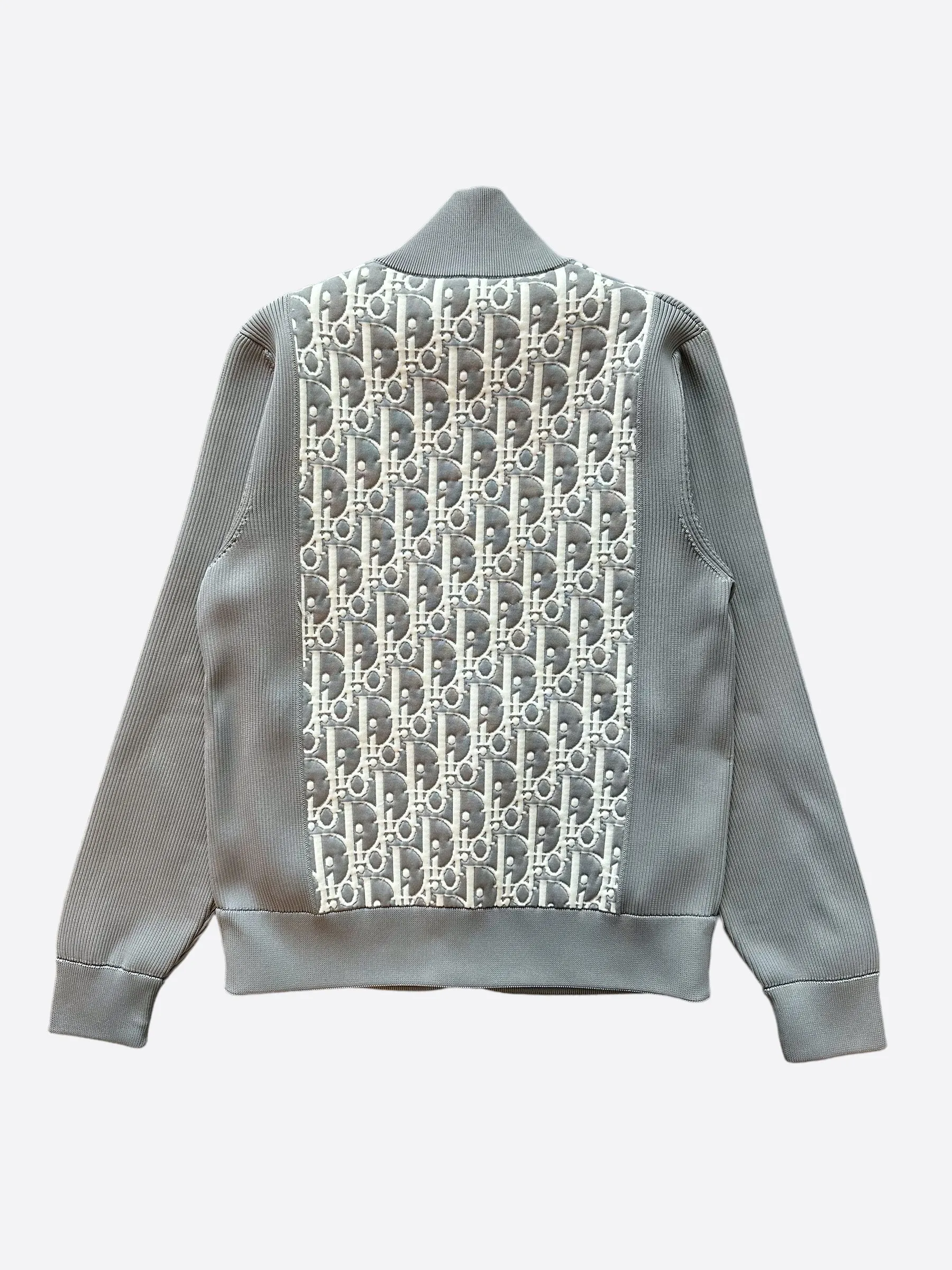 Dior Grey & White Oblique Zip Up Jacket