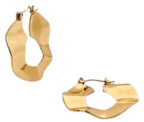 Gold Hammered Hoop Earrings | Stylish Evening Wear Accessories