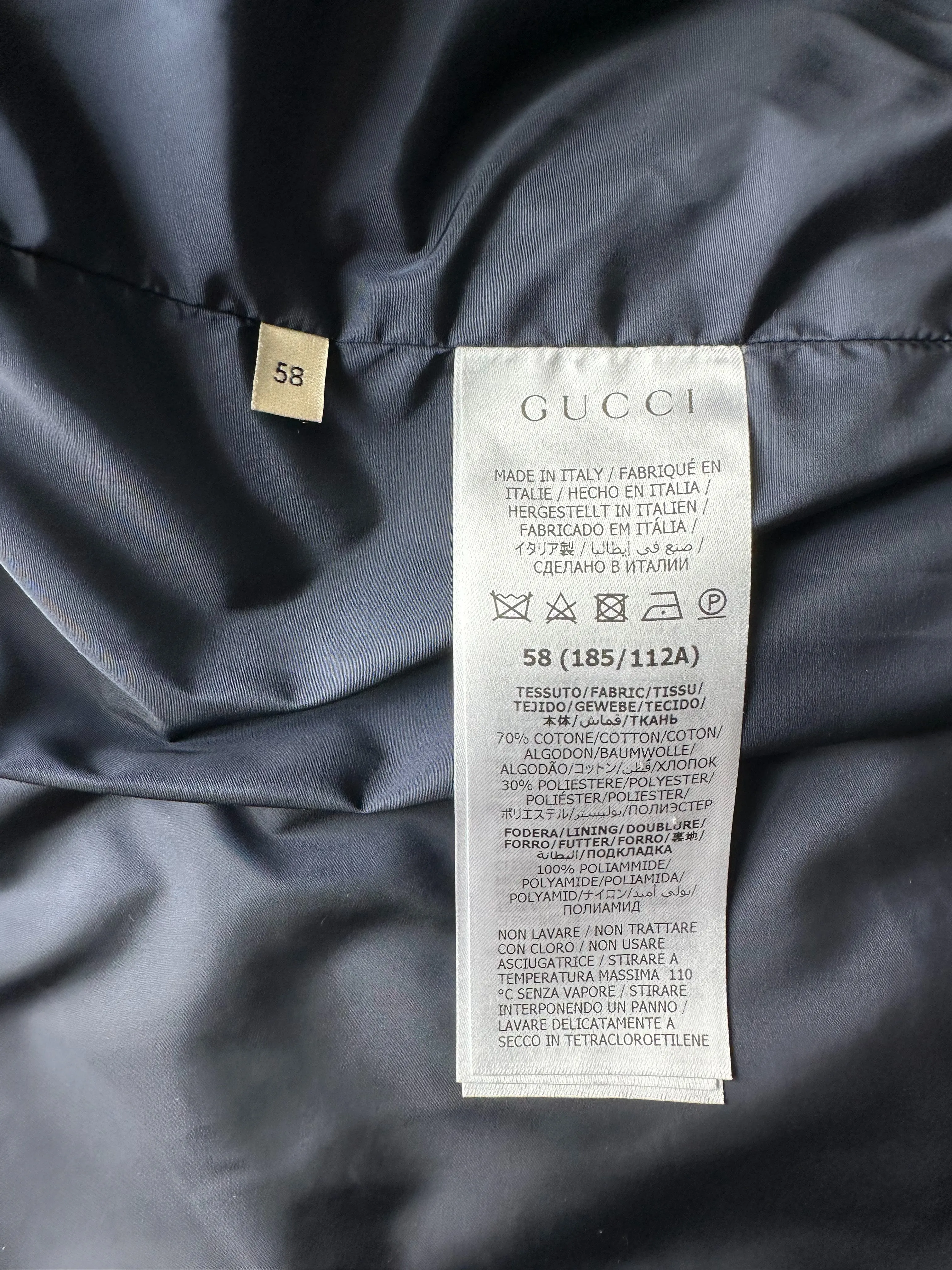 Gucci Blue GG Monogram Canvas Zip Up Jacket