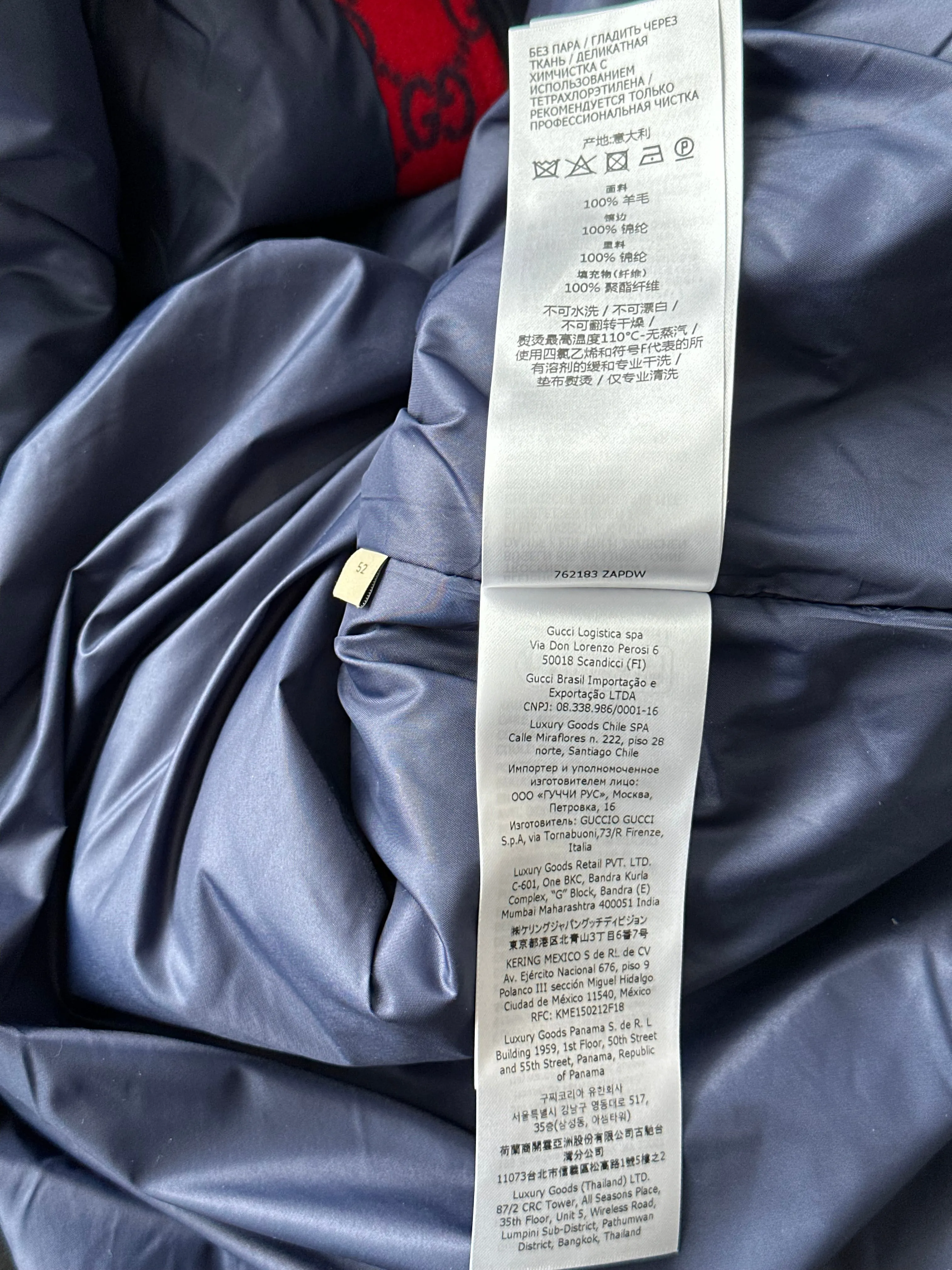 Gucci Red & Navy GG Monogram Flannel Coat