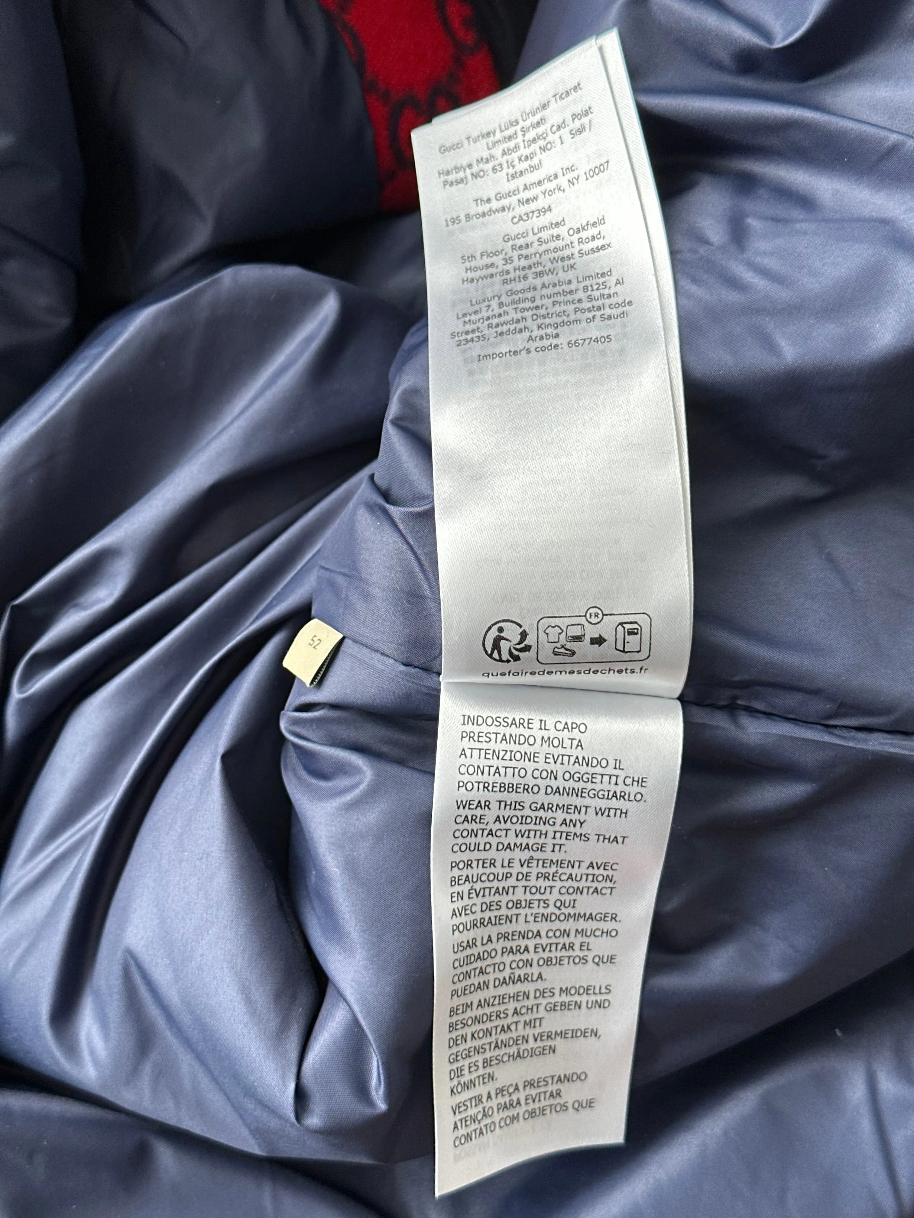 Gucci Red & Navy GG Monogram Flannel Coat