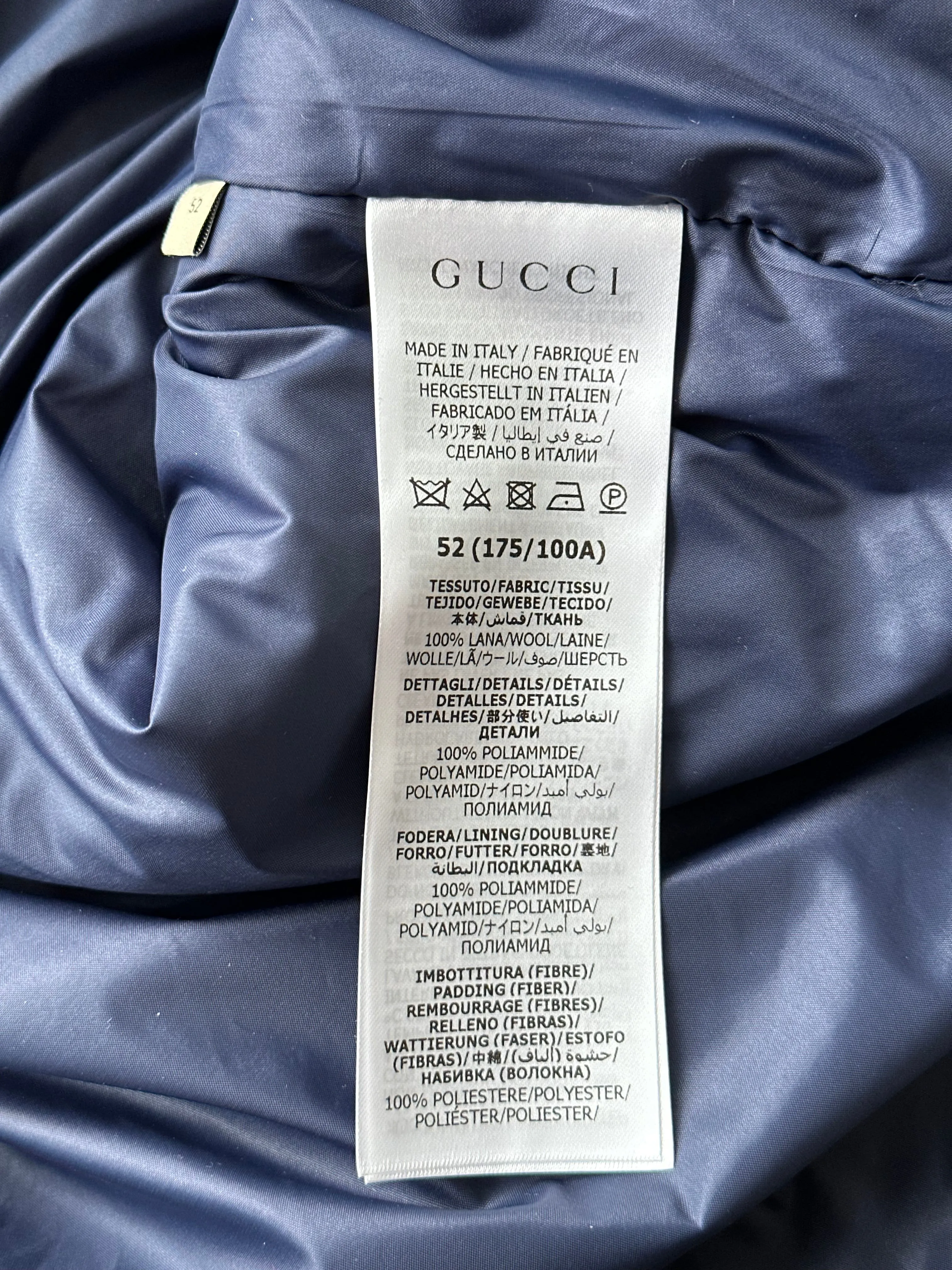 Gucci Red & Navy GG Monogram Flannel Coat