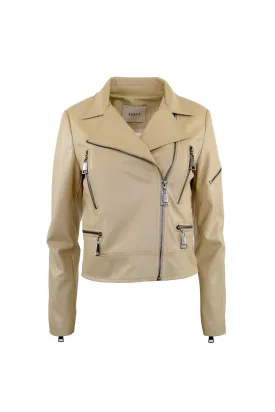 Hera V-Leather Zip Biker Jacket
