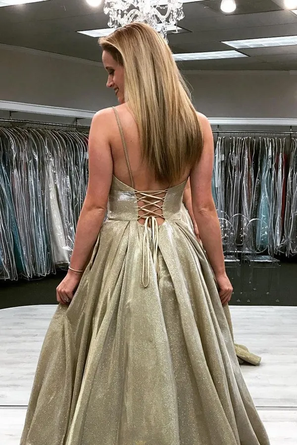 Kateprom Spagetti Straps Champagne Prom Dresses Evening Dresses, Cheap Long Party Dress for Sale KPP1444