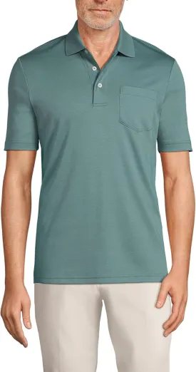 Lands' End Men's Short Sleeve American-Grown Supima Cotton Polo Shirt with Pocket