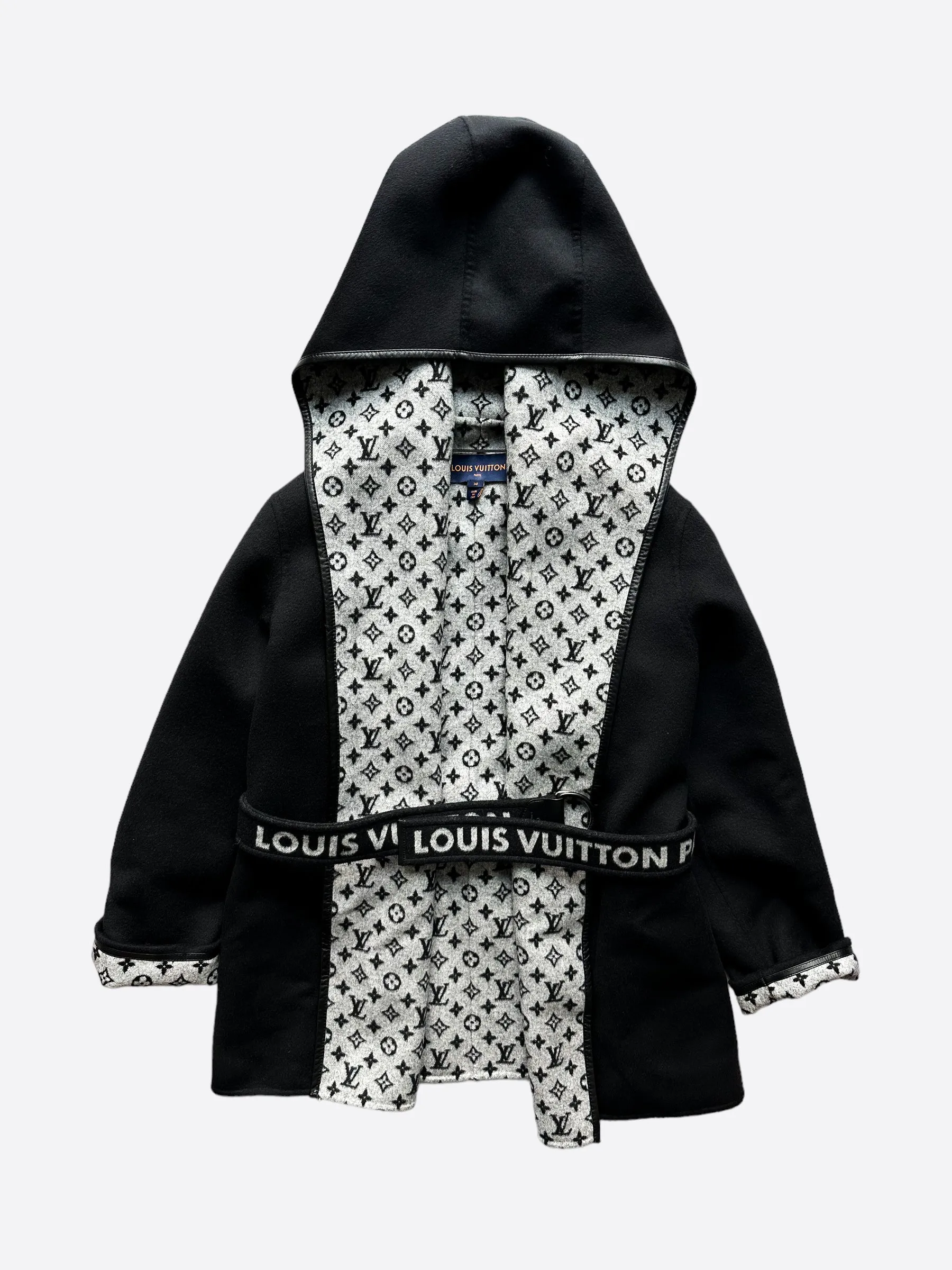 Louis Vuitton Black & Grey Monogram Women's Peacoat