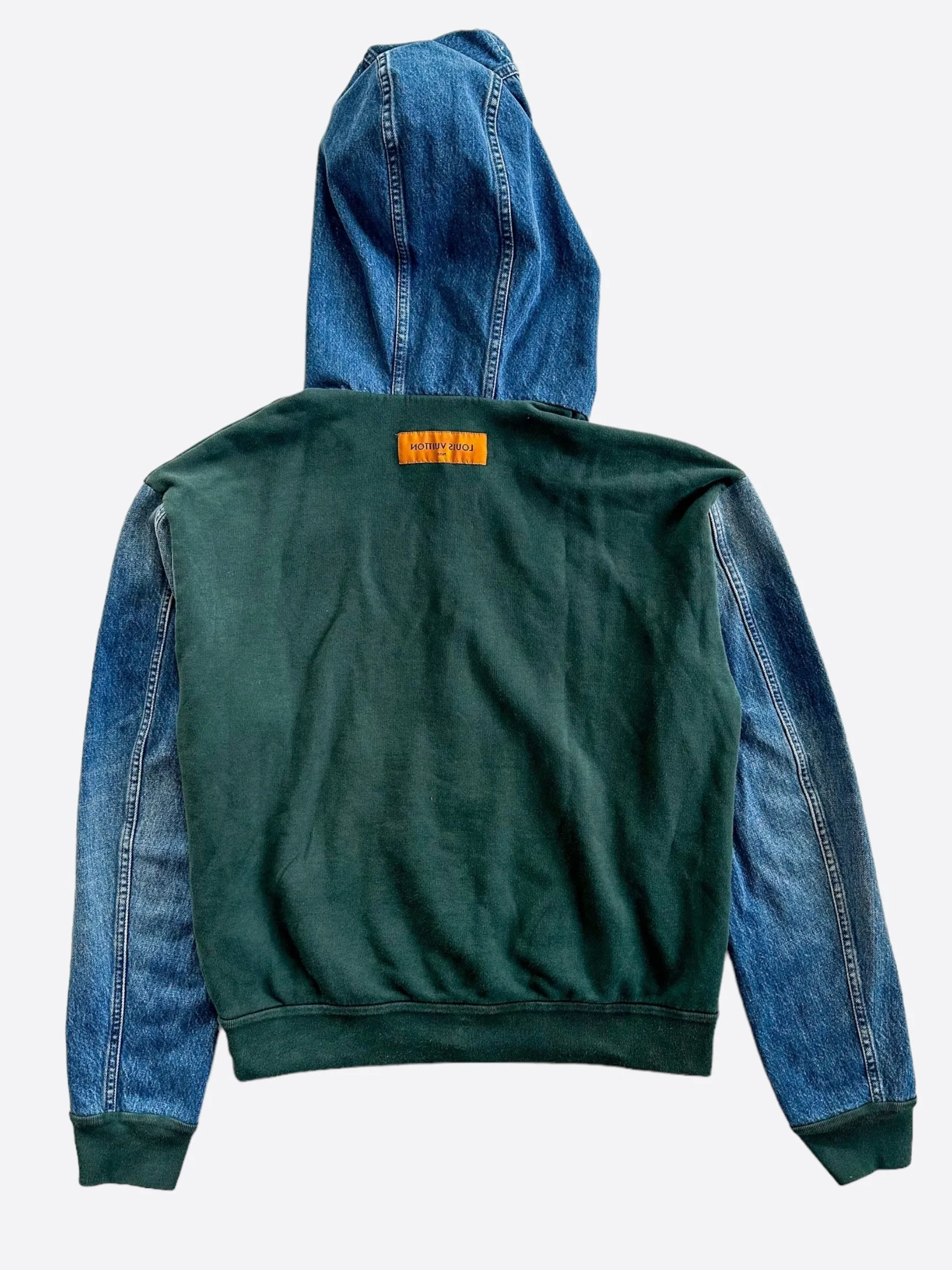 Louis Vuitton Green & Blue Denim Zip Up Hoodie