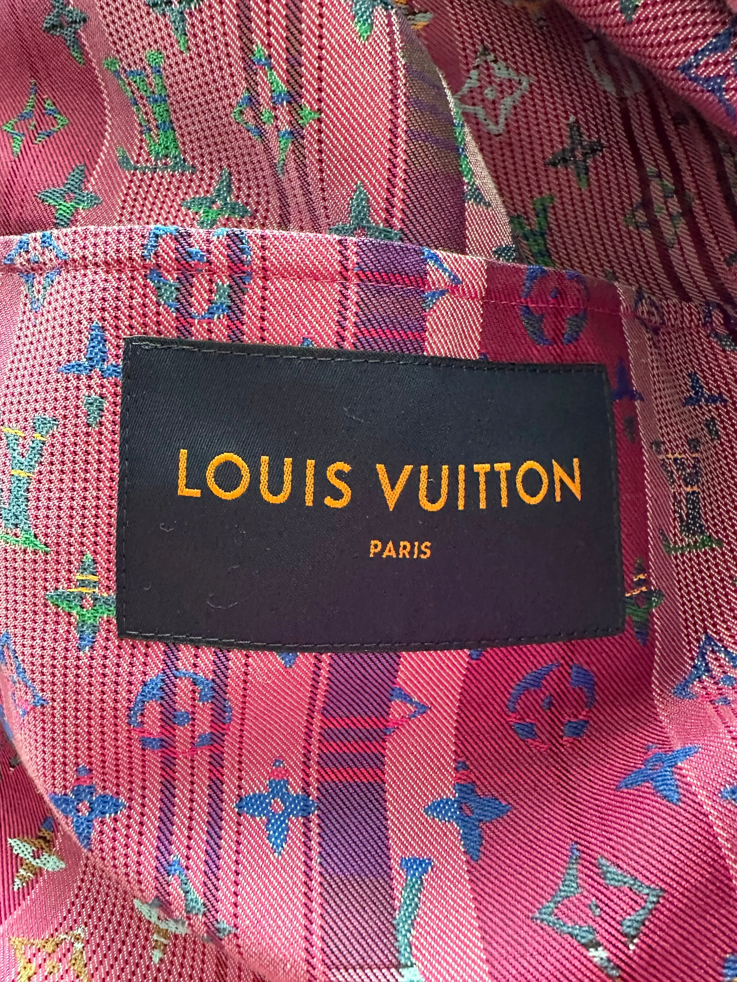 Louis Vuitton Multicolor Plaid & Pink Monogram Windbreaker