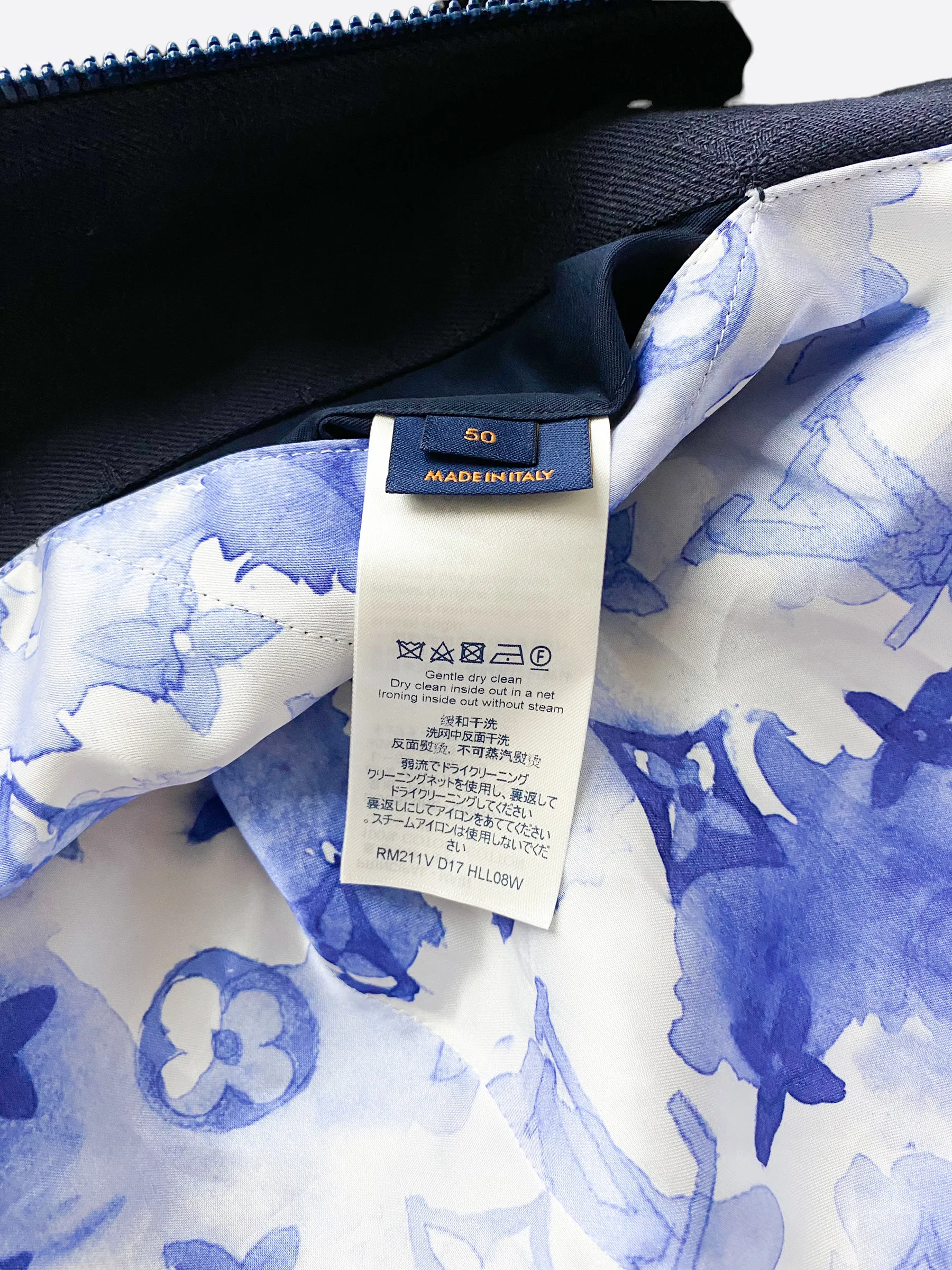Louis Vuitton Navy Watercolor Monogram Bomber Jacket