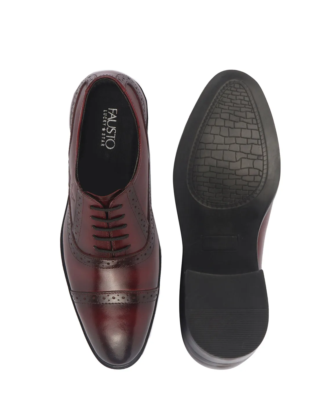 Men Brown Genuine Leather Formal Lace Up Brogue Shoes for Office|Meeting Event Shoes with Comfort