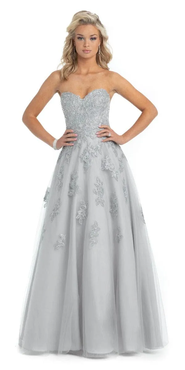Metallic Lace Applique Sweetheart Tulle Ballgown