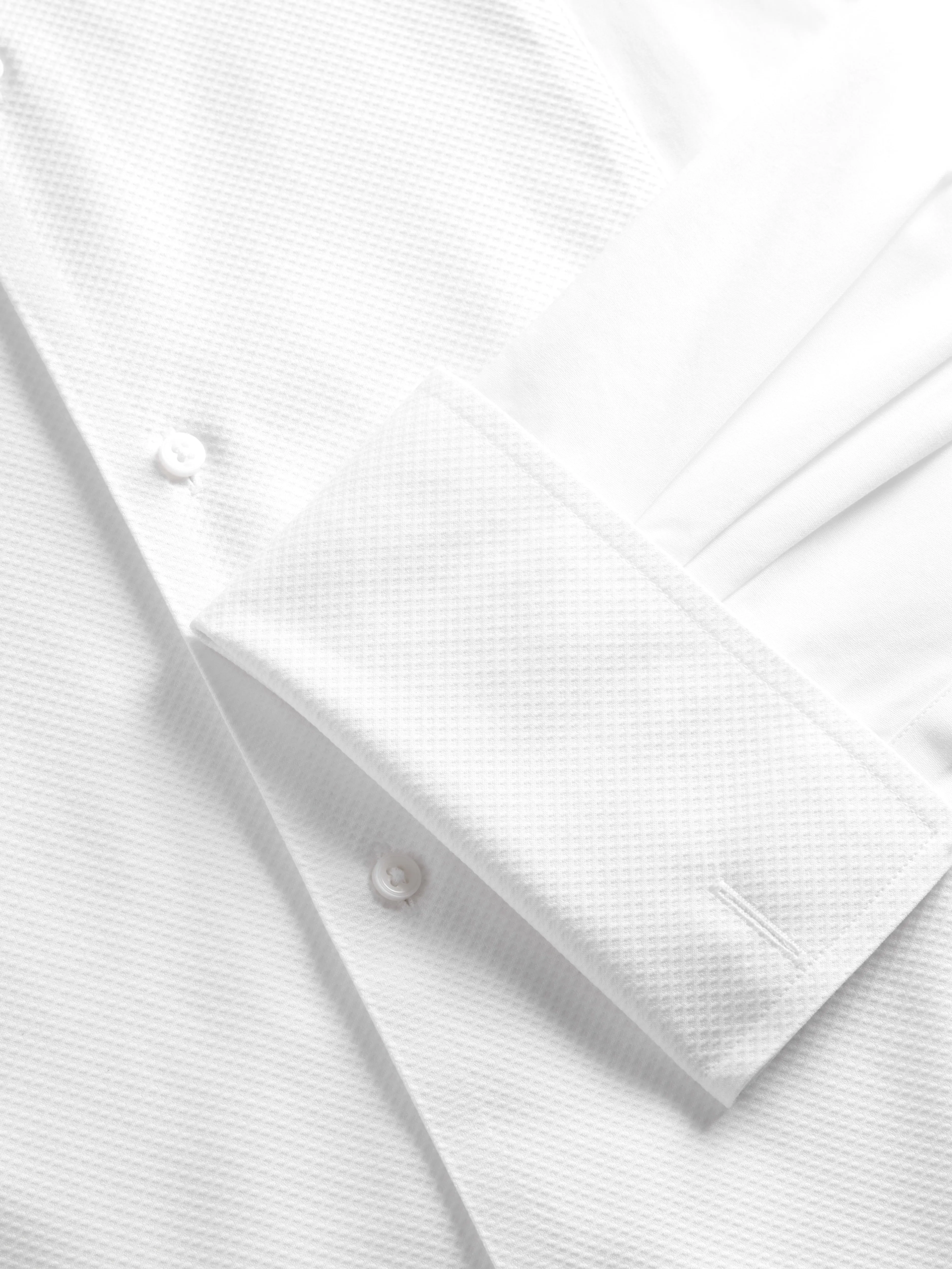 Non-Iron White Fitted Marcella Double Cuff Classic Collar Dress Shirt