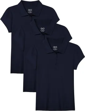 OHD 3 Pack Girls Polo Shirt School Uniform Polo for Girls Cotton Soft Short Sleeve Classic Collared Polo Shirt Size 3T-14