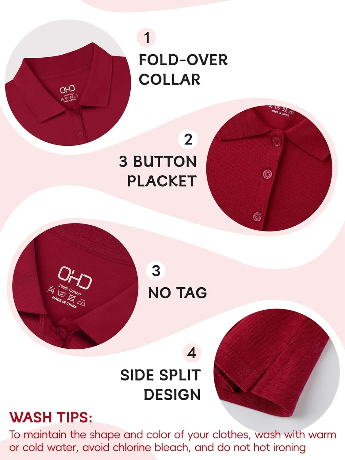OHD 3 Pack Girls Polo Shirt School Uniform Polo for Girls Cotton Soft Short Sleeve Classic Collared Polo Shirt Size 3T-14