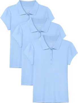 OHD 3 Pack Girls Polo Shirt School Uniform Polo for Girls Cotton Soft Short Sleeve Classic Collared Polo Shirt Size 3T-14