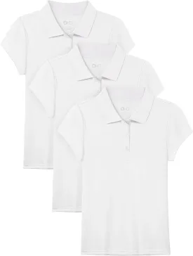 OHD 3 Pack Girls Polo Shirt School Uniform Polo for Girls Cotton Soft Short Sleeve Classic Collared Polo Shirt Size 3T-14