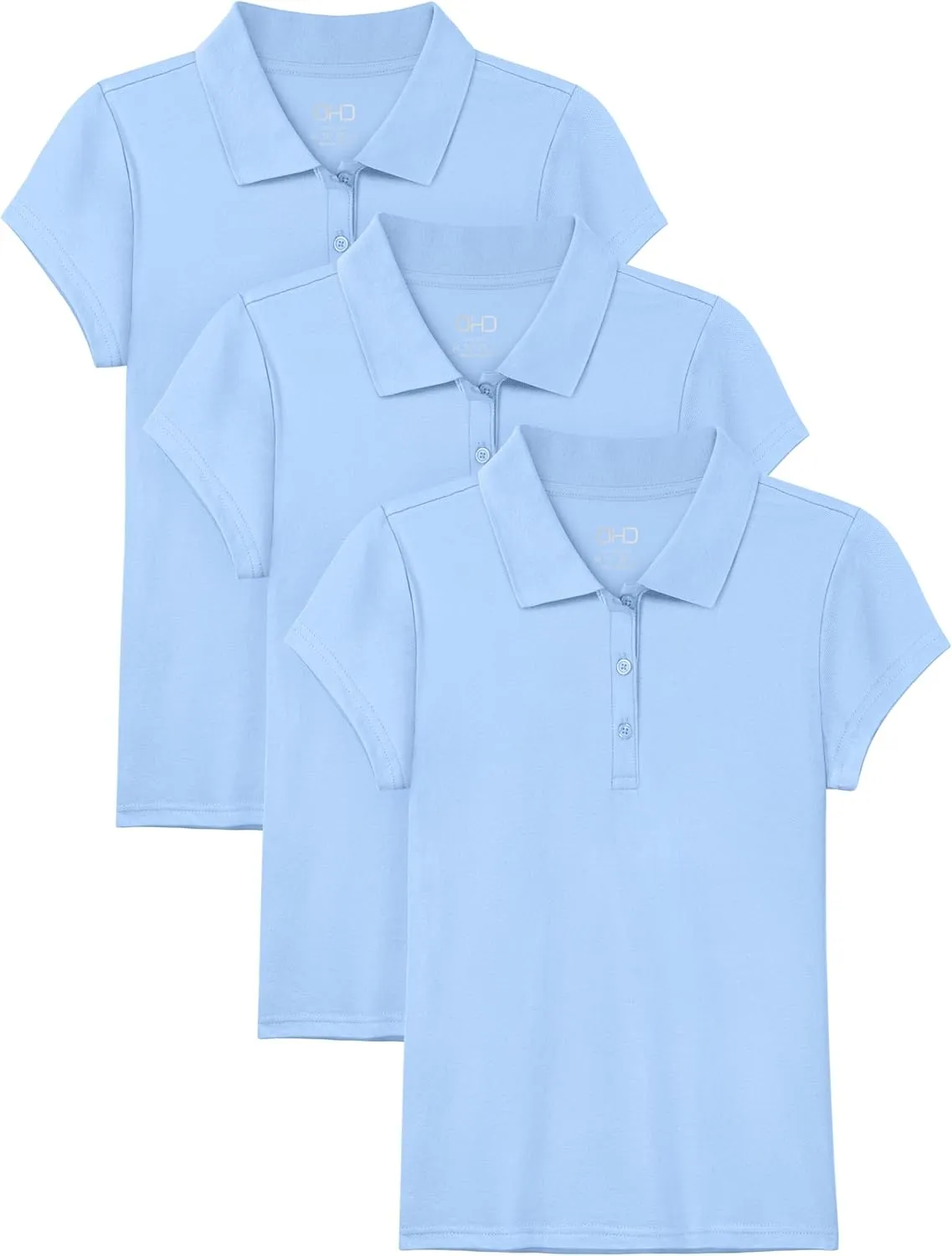 OHD 3 Pack Girls Polo Shirt School Uniform Polo for Girls Cotton Soft Short Sleeve Classic Collared Polo Shirt Size 3T-14