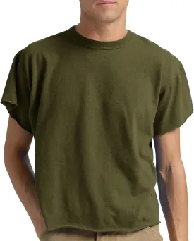 Orchidays Men's Boxy Cropped Raw Cut T Shirts Short Sleeve Round Neck Tee Casual Basic Tops