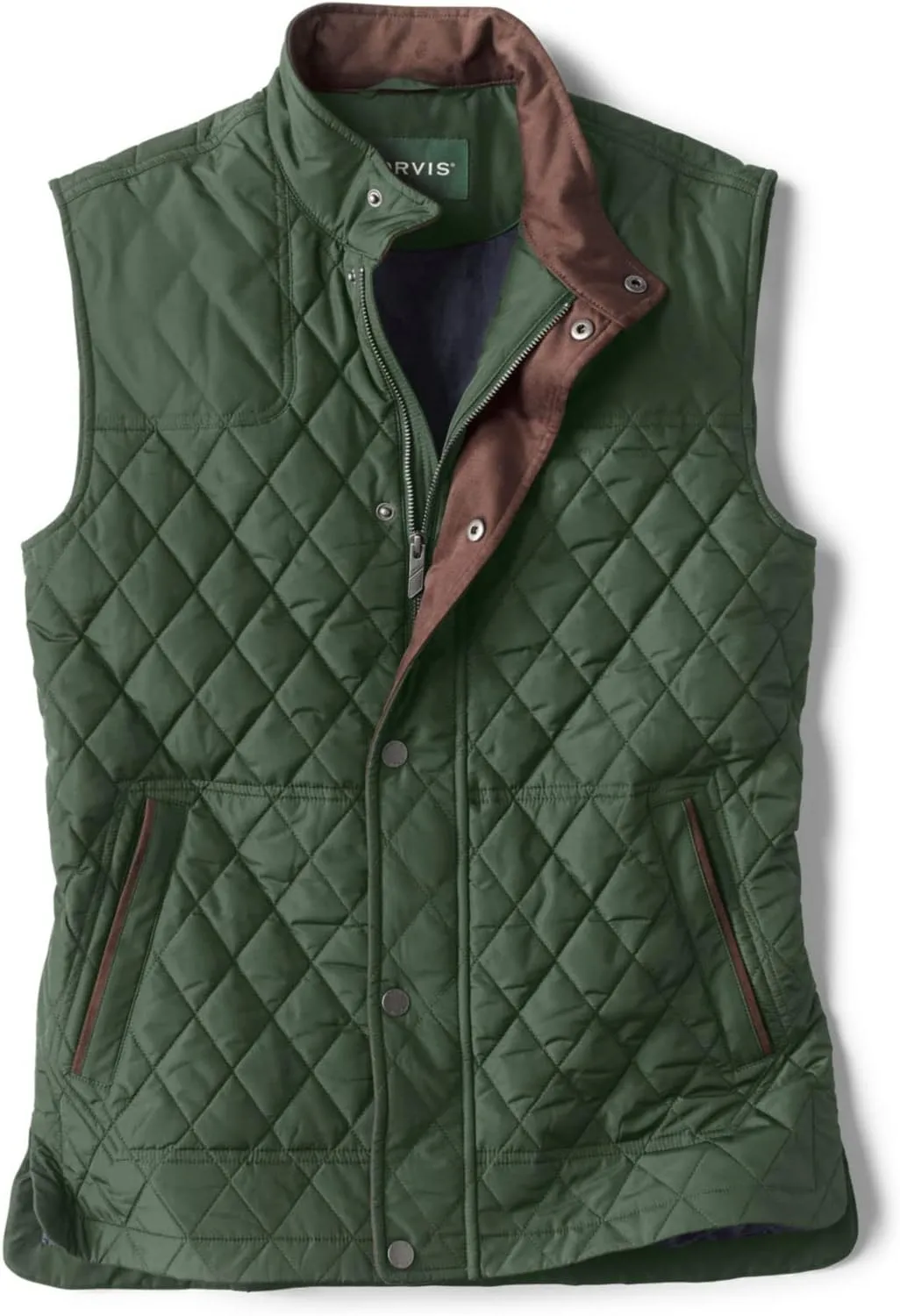 Orvis RT7 Quilted Vest for Men - Versatile Diamond-Quilted Thermoregulating Polyester Weave with Zip and Button Placket
