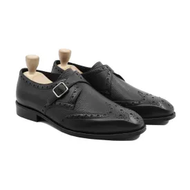 Rivaldo - Men's Black Calf and Pebble Grain Leather Single Monkstrap