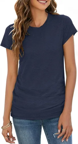 Sherosa Womens T Shirts Short Sleeve Crew Neck Shirts Basic Tee Tops Blouse