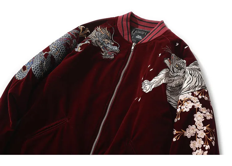 Streetwear Jacket Mens Hip Hop Coat Animals Floral Embroidery Jacket Zipper Cotton Track Jacket Coat Outwear Winter Parkas