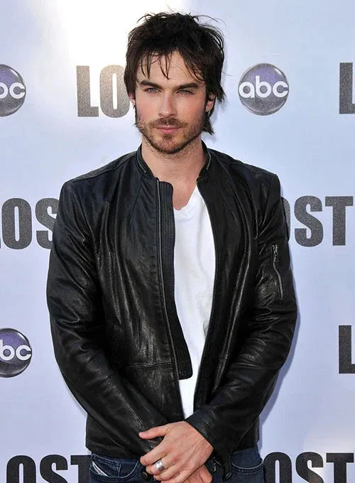 Stylish Black Leather Jacket Worn By Lan Somerhalder | Lan Somerhalder Stylish Black Leather Jacket