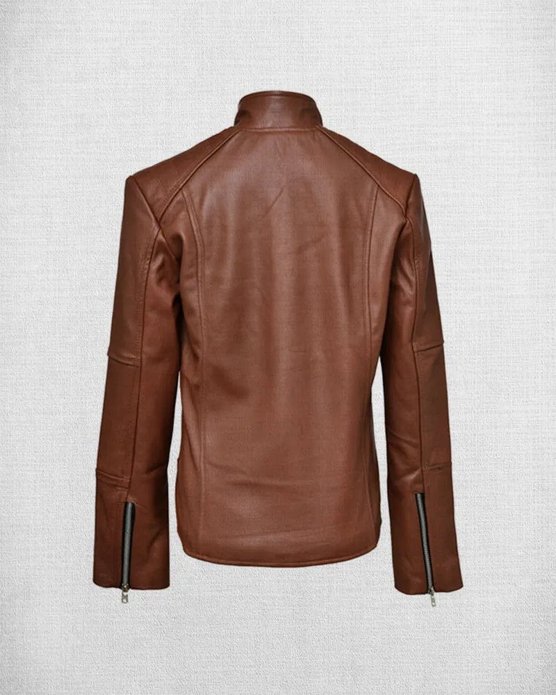 Stylish Brown Leather Biker Jacket