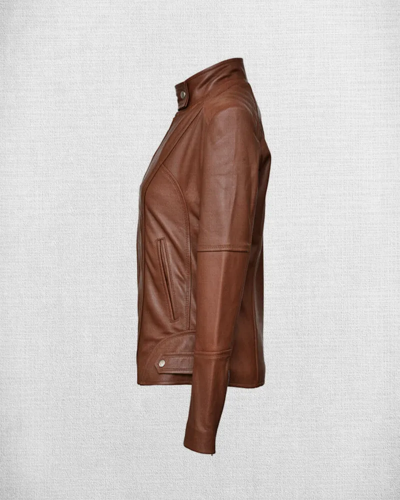 Stylish Brown Leather Biker Jacket