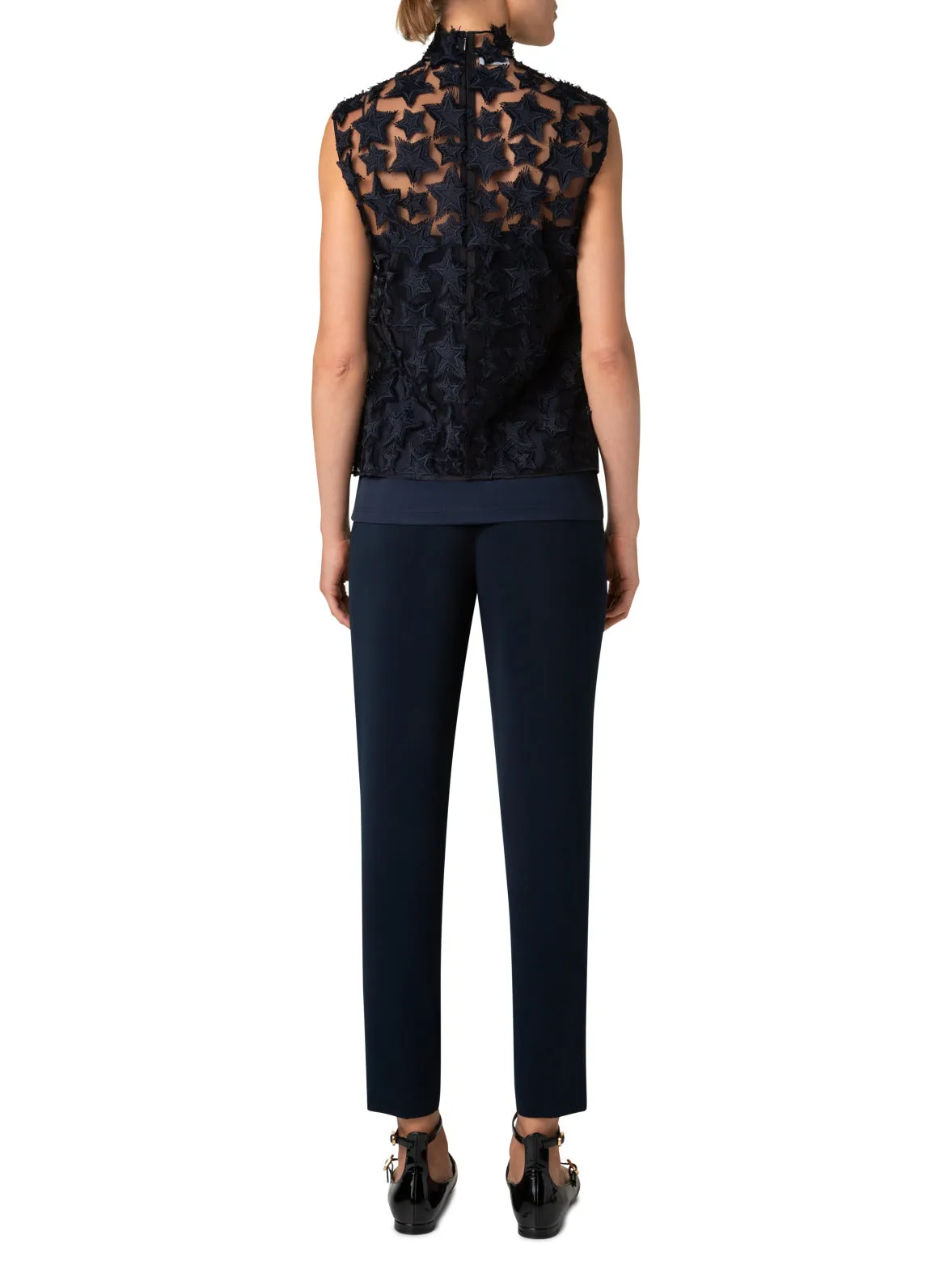 Top with 3D Star Embroidery