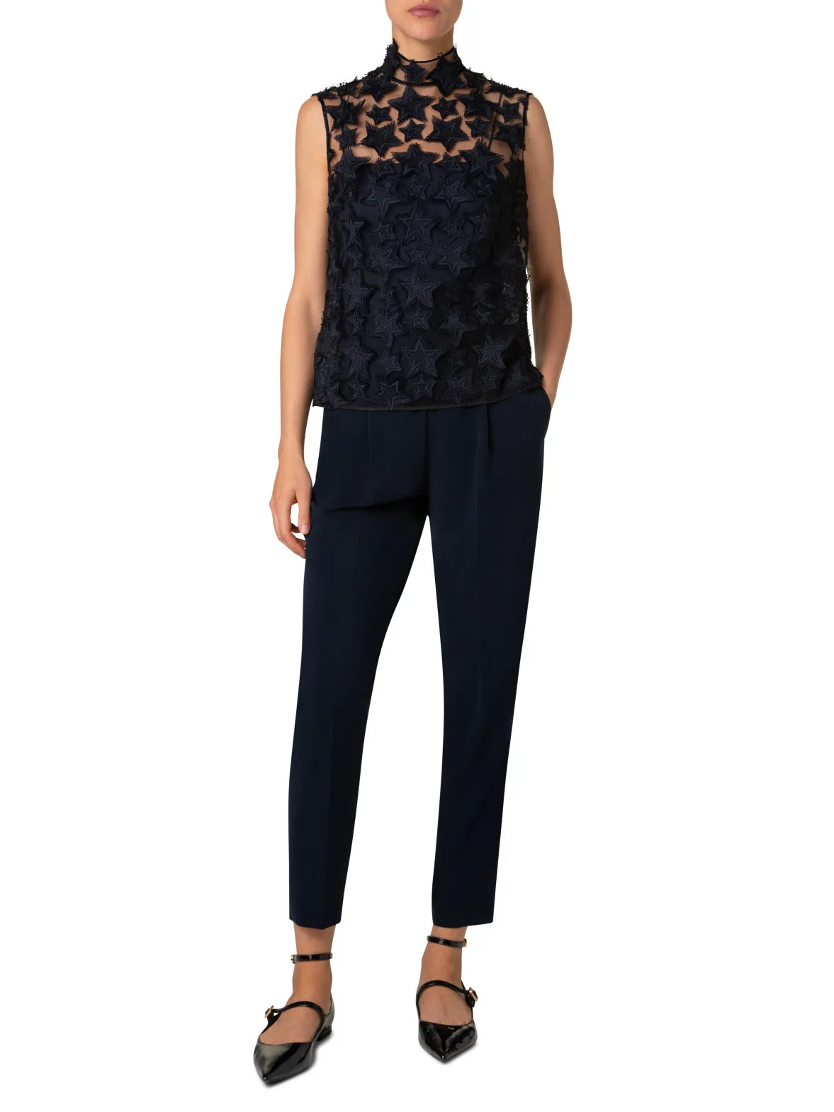 Top with 3D Star Embroidery