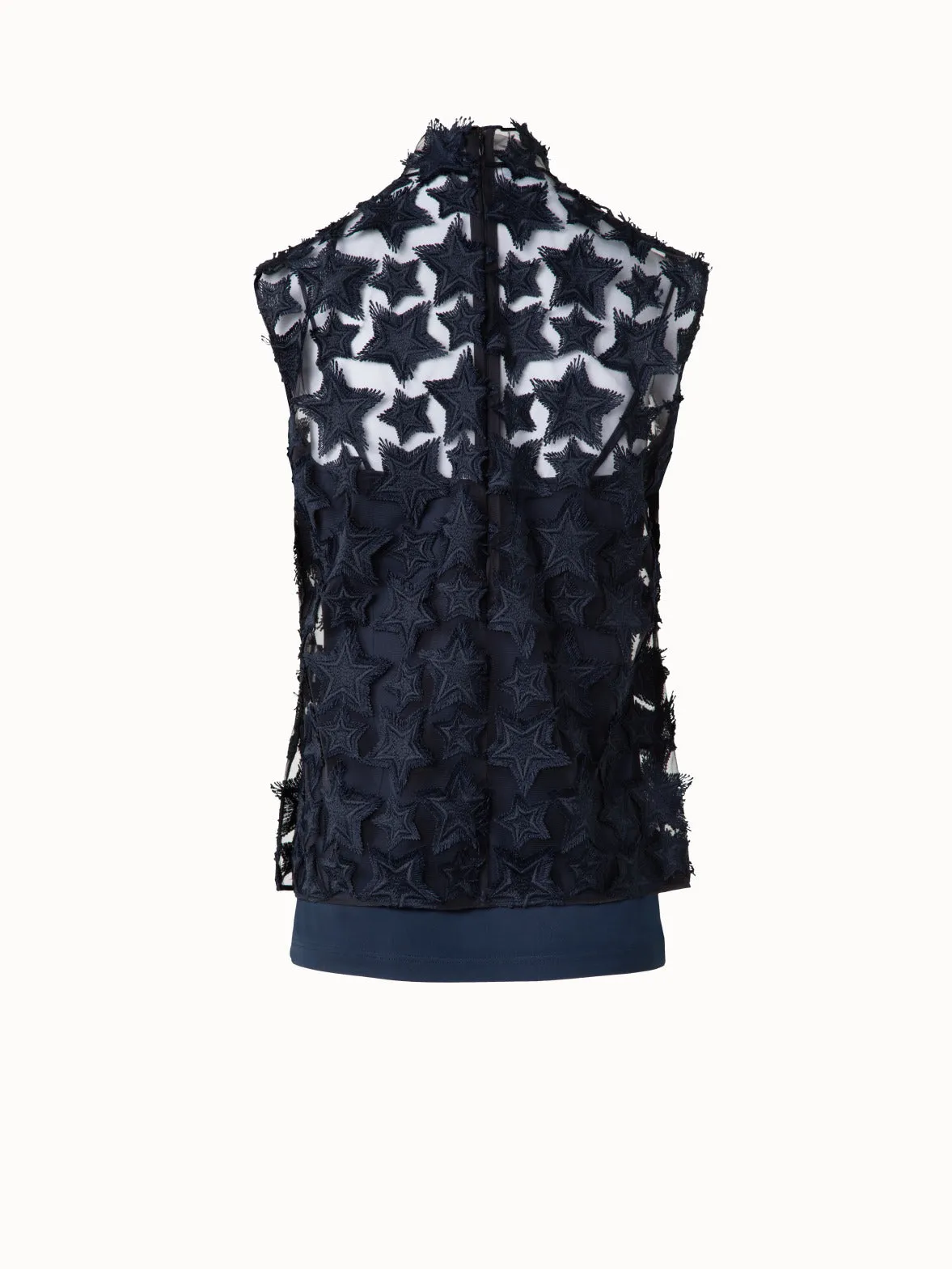 Top with 3D Star Embroidery