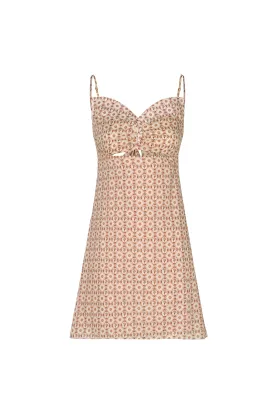 Victoria Cotton Mini Dress  / Beige May Flower