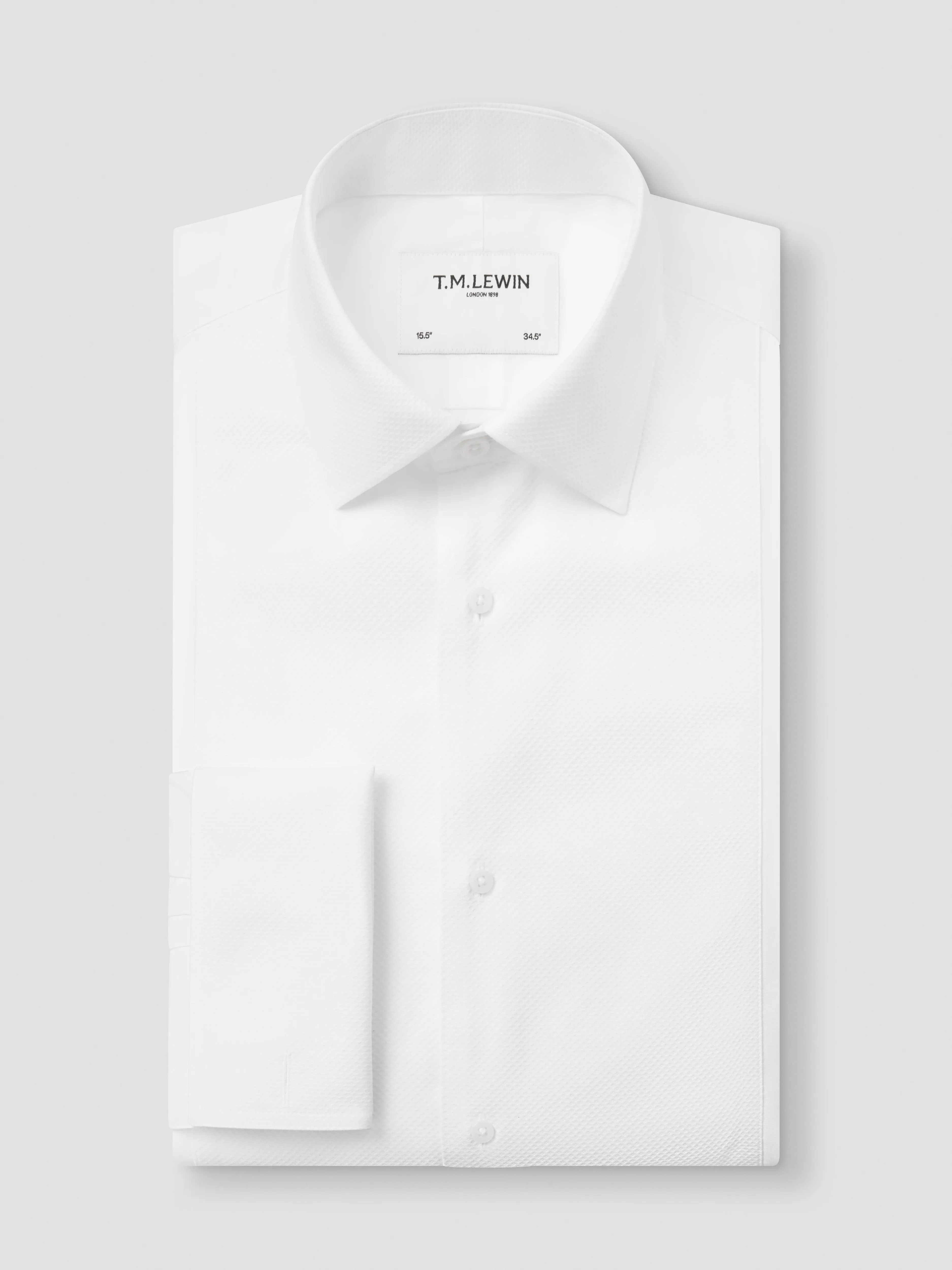 White Marcella Front Poplin Regular Fit Double Cuff Classic Collar Dress Shirt