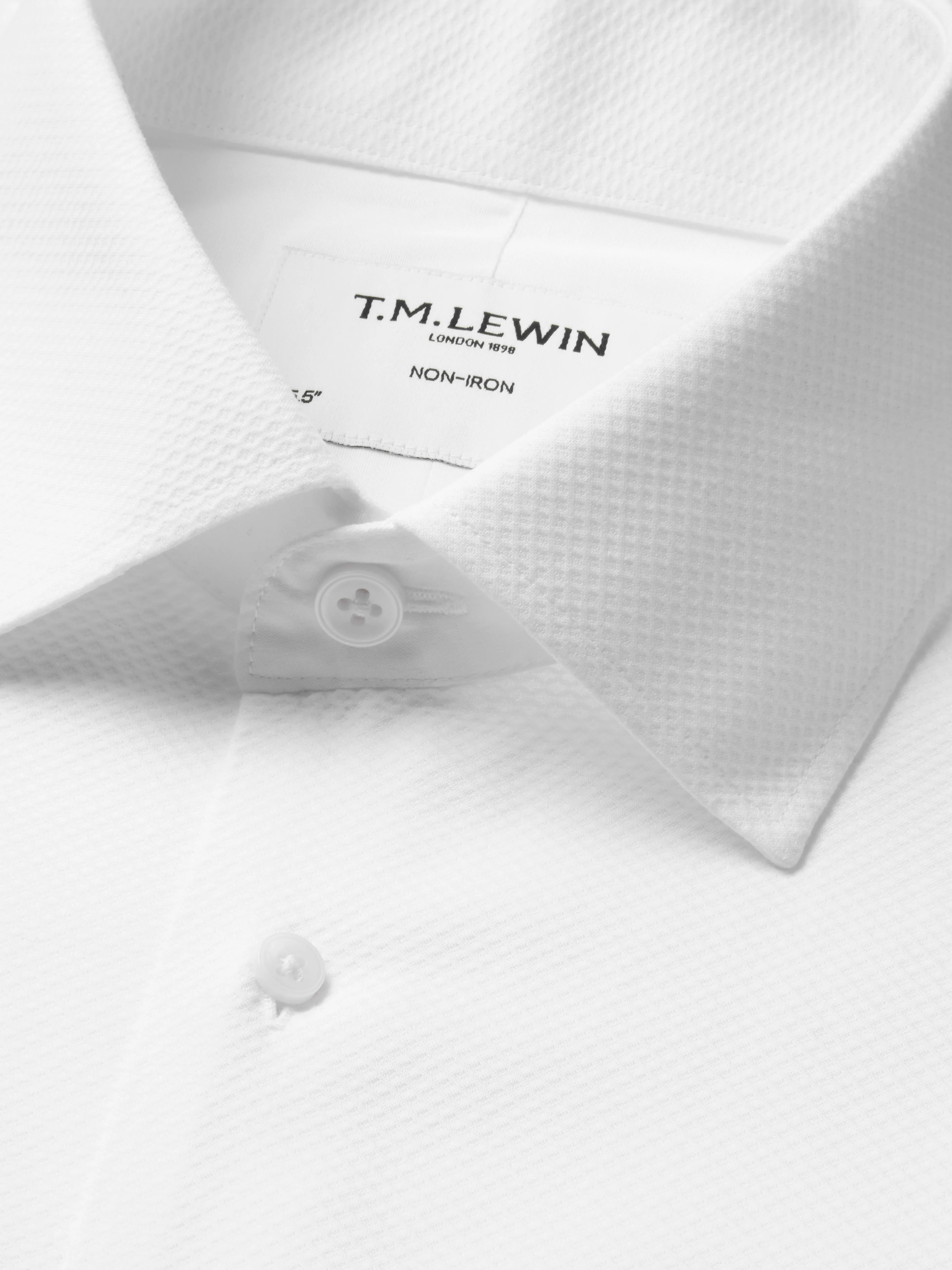 White Marcella Front Poplin Regular Fit Double Cuff Classic Collar Dress Shirt