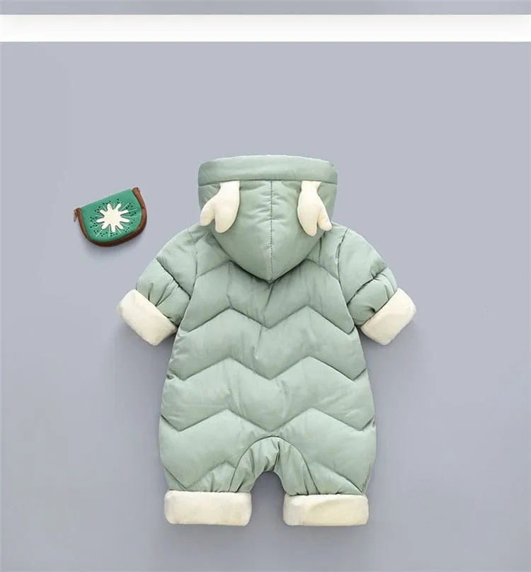Winter New born Baby Boy Girl Velvet Jumpsuit Romper Toddler Coat