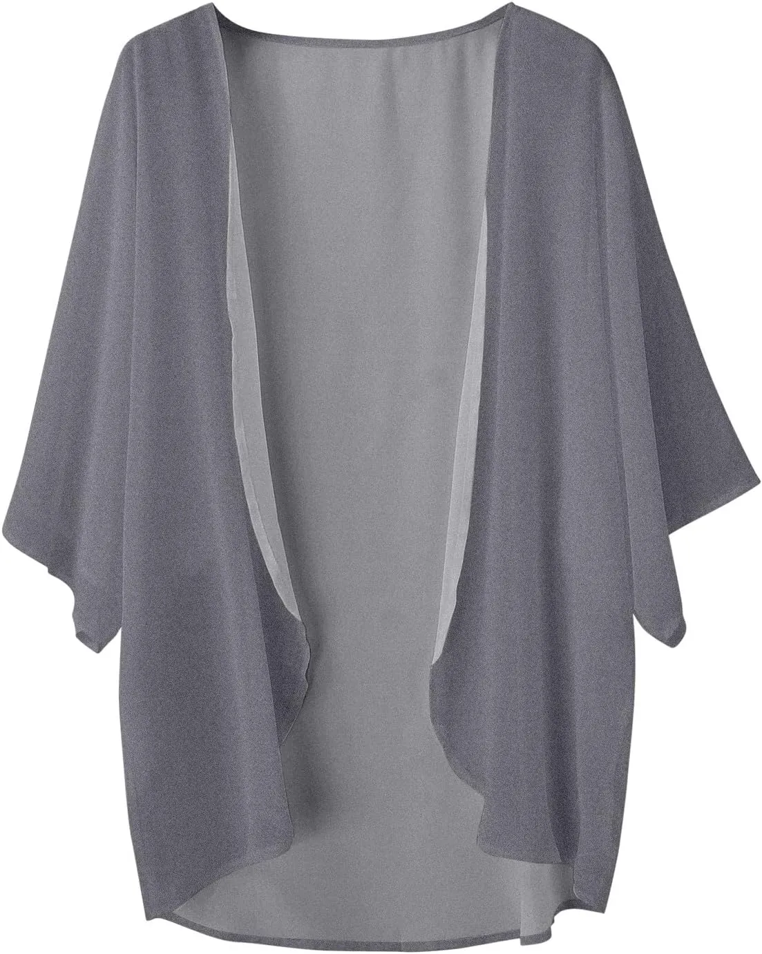 Women Chiffon Kimono Cardigan,Dressy 3/4 Sleeve Chiffon Open Front Lightweight Summer Blouse Tops,Sheer Beach Cover Up